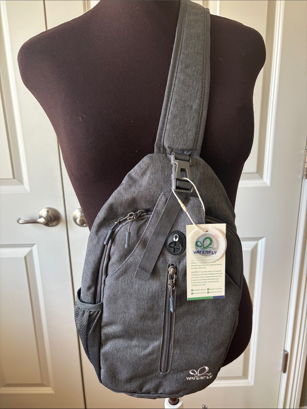 Waterfly Men's Gray Crossbody Sling Bag with Single Strap